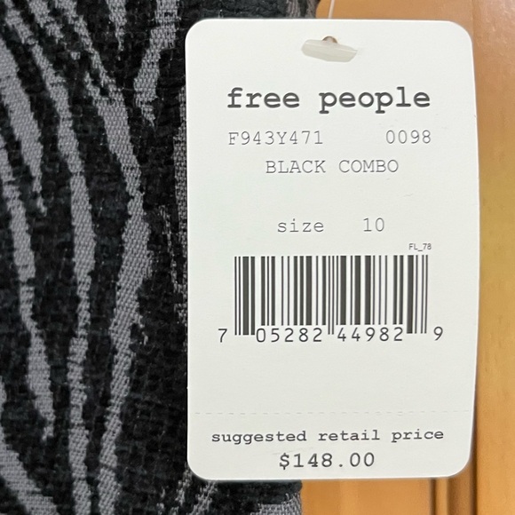 Free People Zebra Jumper Dress Tunic Black Gray Sleeveless Size 10 NWT - Picture 10 of 10